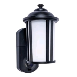 As New - MAXIMUS, Smart Security Light & Camere , Traditional, Black, 450lm A19 bulb included . Box has wear and scuffs from shipping . Retail $190 . Open Box
