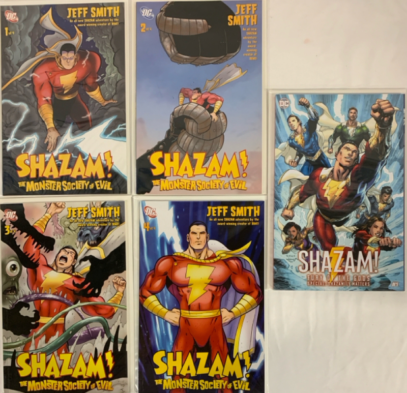 DC Comics SHAZAM! The Monster Society of Evil #1-#4 Trade Paperback Run | Plus- SHAZAM! Fury of the Gods #1 One-Shot Trade Paperback | Very Good or Higher Ungraded Condition
