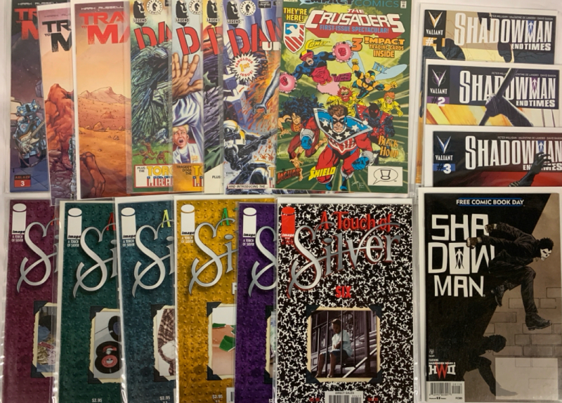 Comic Lot Variety | 18 Issues | Image Comics - A Touch of Silver, Legend Comics - Danger Unlimited, Impact Comics - The Crusaders, Valiant Comics - Shadowman, Ablaze Comics - Travelling Mars | Very Good or Higher Ungraded Condition