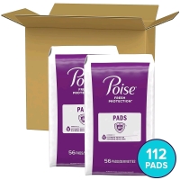 112 Poise Postpartum Incontinence Pads, Ultimate Absorbency, Regular Length. (2 Packs of 56)