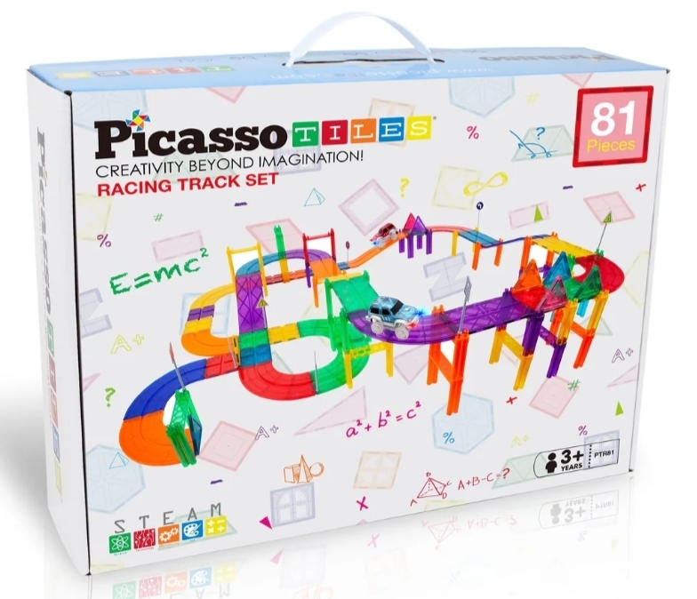 New Picassotiles Magnetic Tiles Race Track Set. 81 Pieces. Retails for $99.99