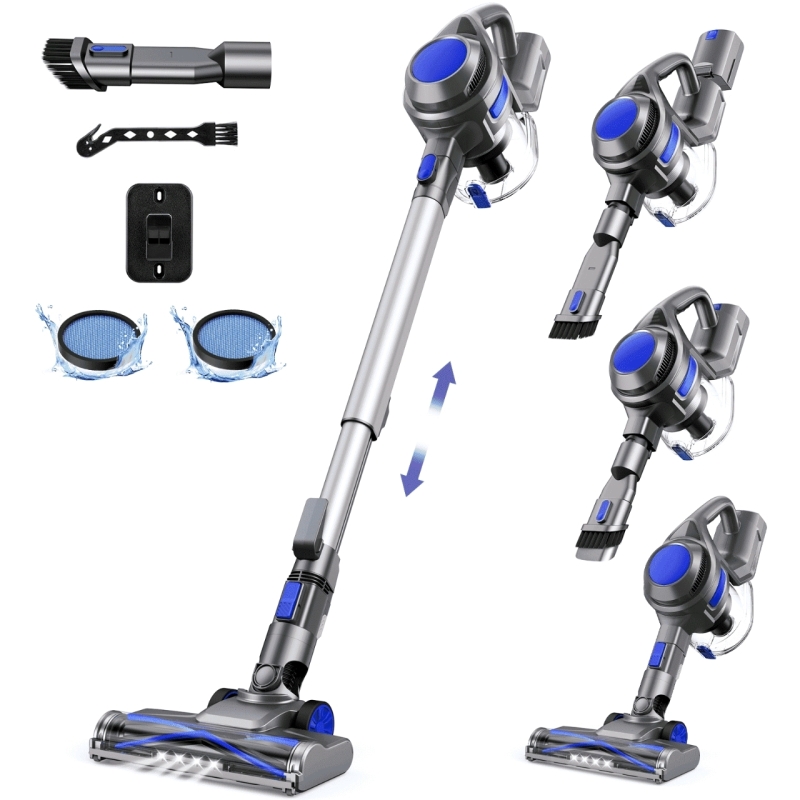 As New MOOSOO Cordless Vacuum Cleaner, 4-in-1 Lightweight Stick Vacuum for Carpet, Hard Floor & Pet Hair - XL-618A Blue. Retails for $119