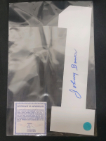 Johnny Bower Signed #1 w/COA from A.J. Sports World . Measures 3"&times;11 &frac34;"