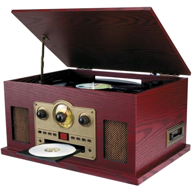 New Sylvania SRCD838 5-in-1 Nostalgic Turntable with CD, Cassette, Radio. Retails for $148
