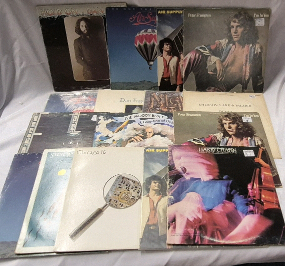 16 Vintage Soft Rock LP's, Records - Air Supply, Chicago, Peter Frampton++