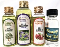 4 New Healing & Intent Oils : BLESSING BOUTIQUE Israel Oils of Prosperity, Purification & Fertility (30ml - 50ml) & ORIGINAL BOTANICA Victory Over Evil Oil (Approx 25ml)