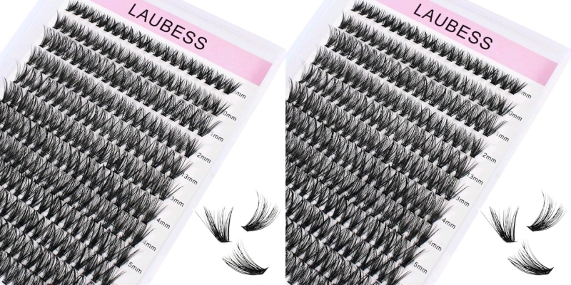 2 New Packs. LAUBESS Cluster Lashes 240pcs 40D DIY Eyelash Extension D Curl Long Individual Lashes Mixed Tray Faux Mink 0.07 0.10 Black (40D-0.07D -9-16mm)