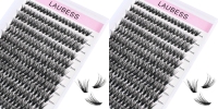 2 New Packs. LAUBESS Cluster Lashes 240pcs 40D DIY Eyelash Extension D Curl Long Individual Lashes Mixed Tray Faux Mink 0.07 0.10 Black (40D-0.07D -9-16mm)