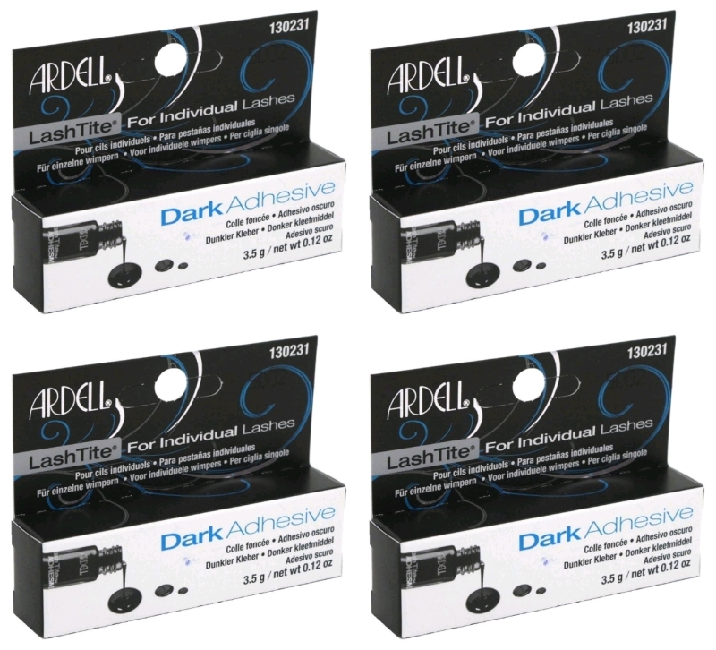 4 New ARDELL Lashtite Eyelash Adhesive Dark 0.125oz Bottles (Black Package, 2 Packs of 2) EXP 04/2028