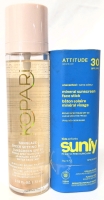 New KOPARI Sunglaze Sheer Setting Mist with SPF50 Broad Spectrum UVA/UVB (75ml) & ATTITUDE Sunly Kids 30SPF Unscented Mineral Sunscreen Face Stick (20g) - Earliest EXP 10/2026