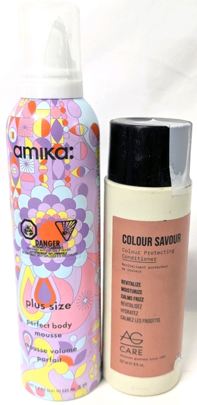 New AMIKA: Plus Size Perfect Body Mousse (241g) & AG Care COLOUR SAVIOUR Color Protecting Conditioner (237ml)