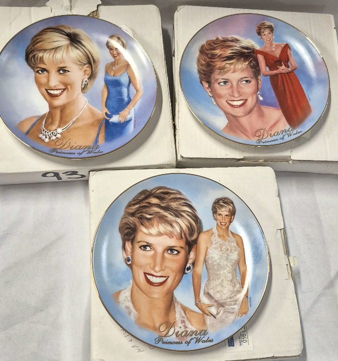 3 Stunning Collectible Diana Princess of Wales Plates in Original Boxes