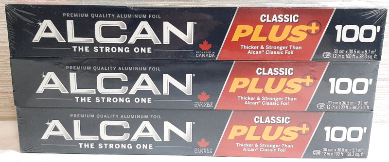 New 3-Pack of Alcan Aluminun Foil 12" by 100' Each