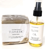 New KAYNATURALZ Turmeric Soap Bar & Glow Oil (2oz) Both Help Fade Scars, Dark Marks & Hyperpigmentation, Over $50 Retail Value