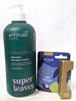 New ATTITUDE Super Leaves Body Lotion (473ml) & Leaves Bar Unscented Lip Balm (8.5g)