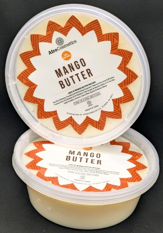1lb New AfroCosmetics Raw Mango Butter, Pure Natural Organic Unrefined Cold Pressed Butter, Great Moisturizer for Skin, Body, Face & Hair (2&times; &frac12;lb Containers)