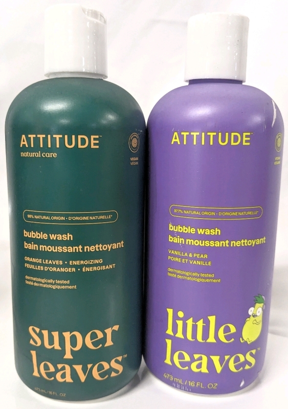2cNew ATTITUDE Bubble Washes : Little Leaves' Vanilla & Pear & Orange Leaves, 473ml