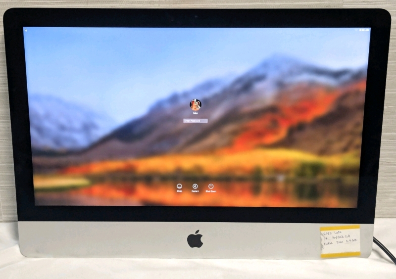 [As-Is] Late 2015 APPLE iMac, i7/512GB*, Model A1418, Approx 21.5" Screen, No Base, Tested for Power, Password Protected, See Photos for Serial Number