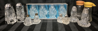 7 Vintage Pairs of Glass Salt & Pepper Shakers - Tallest 4.25"