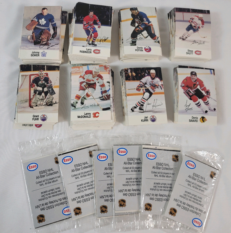1988 ESSO NHL Hockey All-Star Hockey Trading Cards . 240+ Cards & Six (6) Sealed Packs