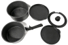 New CAROTE Nonstick Detachable Cookware in Black : Universal Detachable Handle, Frying Pan 8.4"D &times; 2.15" Deep, Pot 7.6"D &times; 3.5" Deep, Pot 8.4"D &times; 4.2" Deep + 8.4"D Glass & Silicone Lid + 2&times; Fridge Lids 7" - 7.75" Diameter - 2
