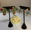 Summer Statement Earrings Unique 3 Beautiful Rhinestone and Cab Brooches see description for sizes - 4