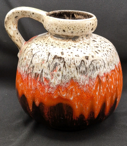 Stunning Vintage Blue Mountain Pottery Apollo Series Lava Drip Glaze Jug Vase with a Handle - 854 model - 8.5" Tall