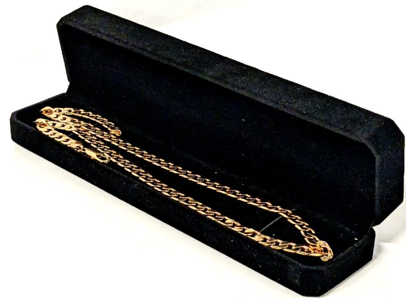 New 18K Gold Plated 8.0mm Cuban Link Necklace, 22" Long