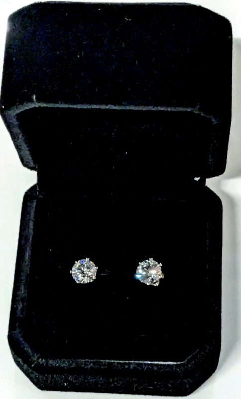 New Platinum Plated 0.8ct Each Simulated Diamond Earrings