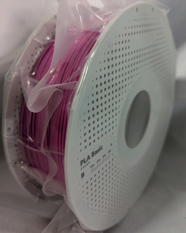 New Bambu PLA 3-D Printing Filament Basic Magenta with Spool(10202). 1 KG. RFID Compatable.
