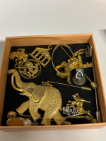 Box Filled With Stick Pins Charms Lapel Pins Pendants Brooch