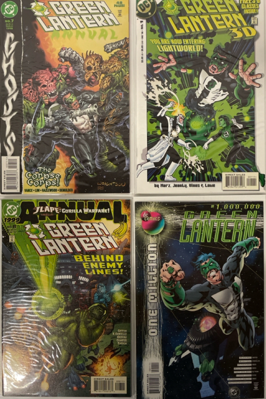 4 DC Comics | Green Lantern - Ghosts #7, 1,000,000, 1999 Annual, 3D Lightworld | All Comics Bagged and Boarded | Very Good or Higher Ungraded Condition