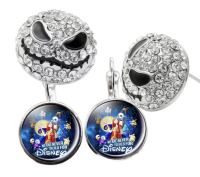 New Disney The Nightmare Before Christmas Leverback Earrings Jack Skellinton Rhinestone Studs see description for more