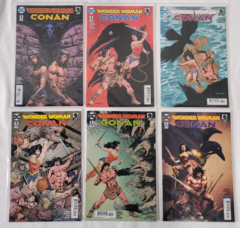 DC Comics / Dark Horse Comics 2017 Wonder Woman / Conan No.1 - No.6 , Complete Run . Very Fine Ungraded Condition