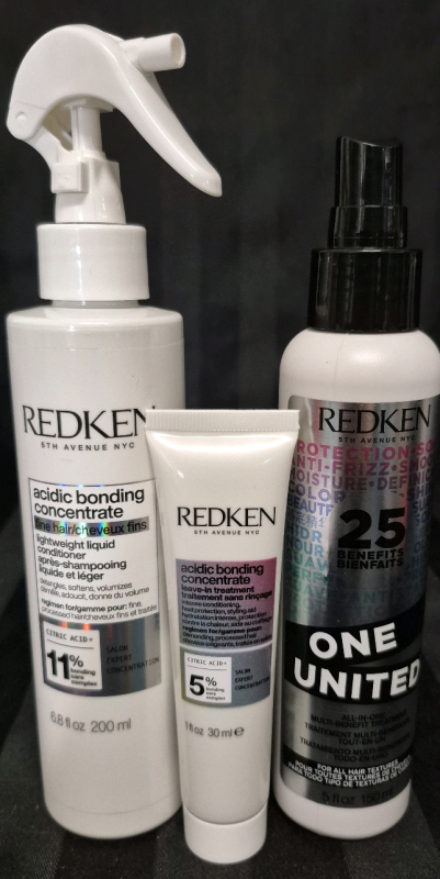 [See Desc] 3 Redken Hair Care Acidic Bonding Liquid Fine Hair Treatment 200mL & Leave-in Hair Treatment 30mL & All-in-one Multi Benefit Hair Treament 150mL