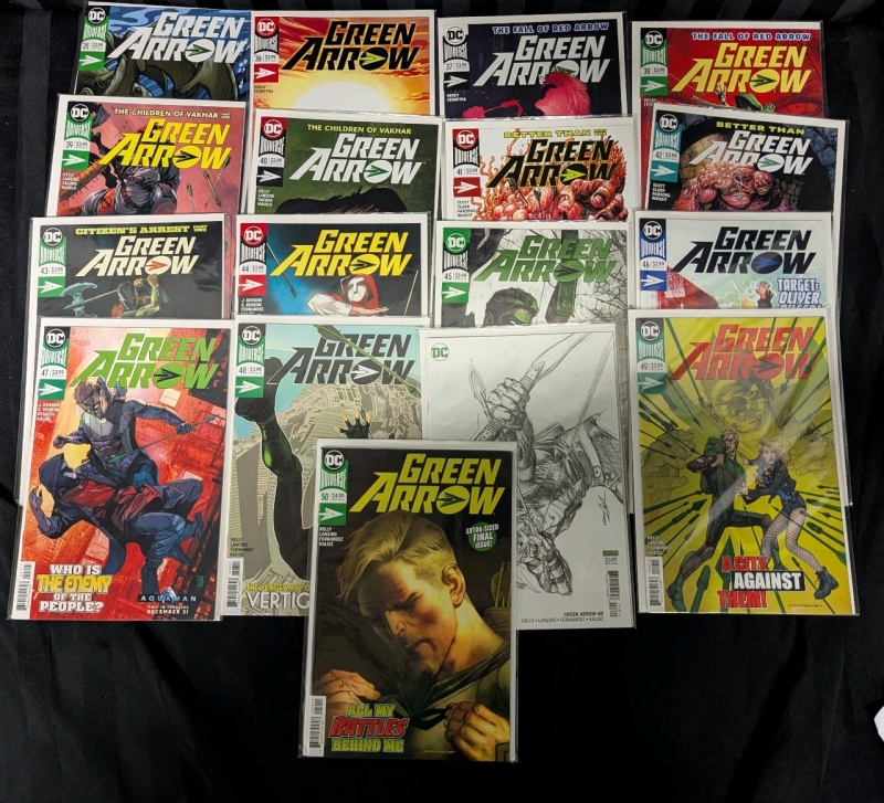 17 DC Green Arrow Comics Consecutive Run - Issues 35-50. Bonus Issue 48 Varient Cover.