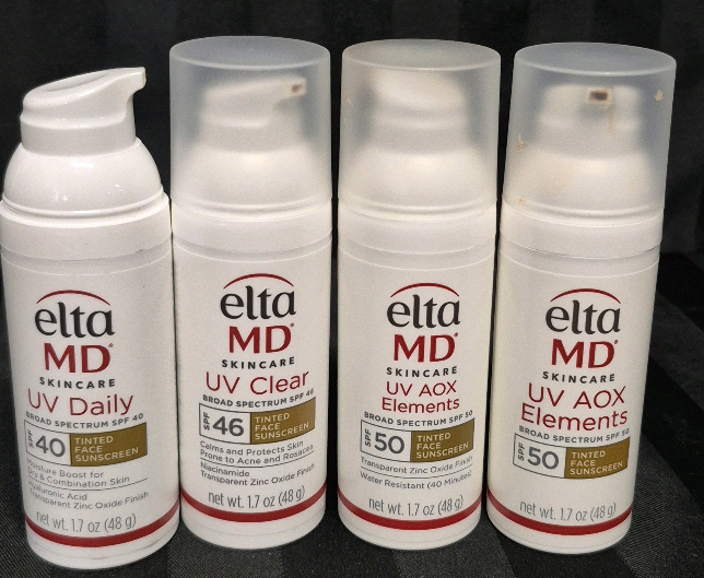 [See Desc] 4 Elta MD UV Clear/Daily/Box Elements SPF 40, 46 & 50 Tinted Face Sunscreen 48g Exp 11/2025- 06/2026