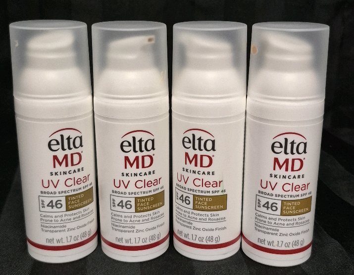 [See Desc] 4 Elta MD UV Clear SPF 46 Tinted Face Sunscreen Calms and Protects Skin Prone to Acne and Rosacea 48g Exp 05/2026