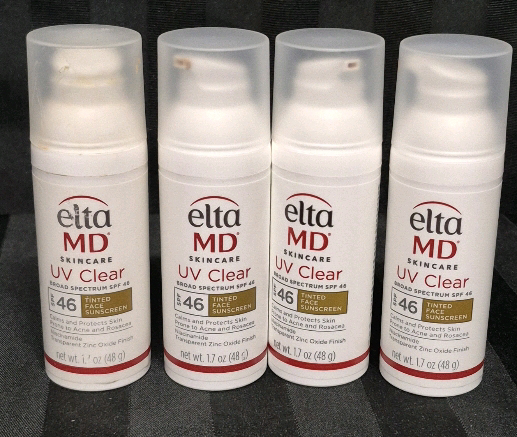 [See Desc] 4 Elta MD UV Clear SPF 46 Tinted Face Sunscreen Calms and Protects Skin Prone to Acne and Rosacea 48g Exp 04/2026 - 12/2026