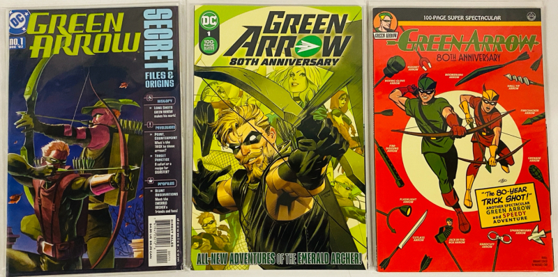 3 DC Green Arrow Comics, Includes Secret Files and Origins (2002) #1 and Green Arrow 80th Anniversary 100 Page Spectacular (Plus Variant Cover)