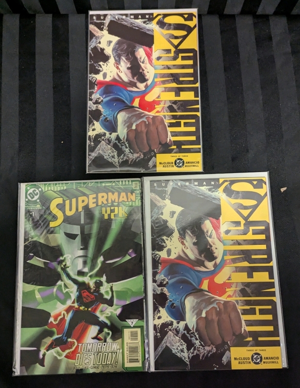 3 DC Superman Comics. 2 Superman Strength #3 and Superman Y2K.