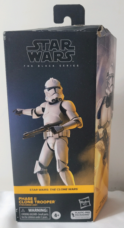 As New - Star Wars The Black Series : Star Wars The Clone Wars - Phase II Clone Trooper Action Figure . Minor bend to box top