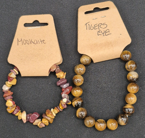 2 New Tigers Eye & Mookaite Stone Bracelets