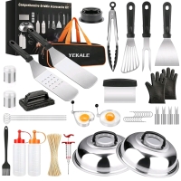 As New - Mibote Griddle Accessories Kit, Griddle Grill Tools Set for Blackstone and Camp Chef, Professional Grill BBQ Spatula Set with Basting Cover, Spatula, Scraper, Bottle, Tongs . Tear to box top
