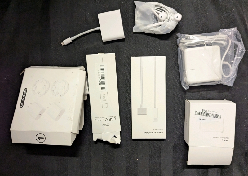As New Cable/Earphone/Card Reader lot. Contains USB - C to Magsafe3, camera Card Reader & More!