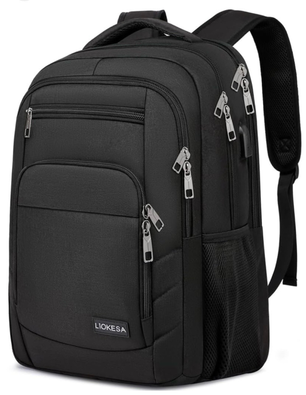 New Liokesa laptop backpack. <br/>Features:<br/>It includes a padded laptop compartment (up to 17.3 inches), multiple compartments, side pockets, and a hidden anti-theft pocket on the back.<br/>Convenience:<br/>The backpack features an external USB charg