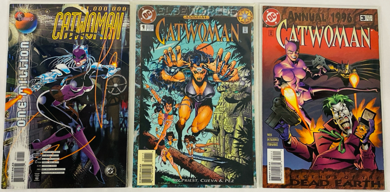 3 Vintage to Newer Catwoman Comics: Catwoman 1,000,000, Elseworlds Annual #1 (1994), and Annual 1996.