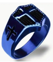 New Size 14 Statement Blue Cross Ring