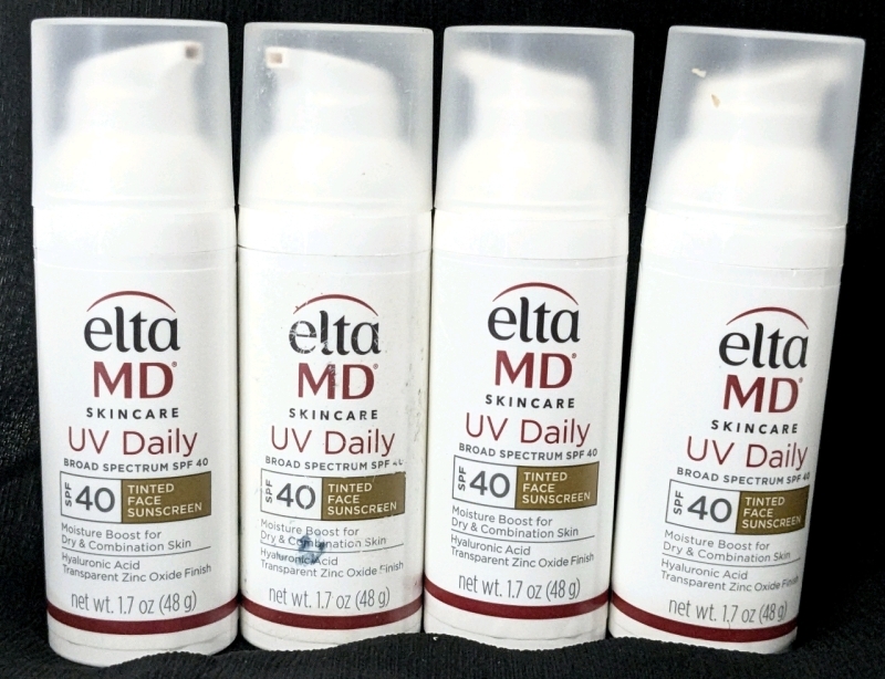 [See Desc] 4&times; ELTA MD UV Daily Broad Spectrum SPF40 Tinted Face Sunscreen, Moisture Boost for Dry & Combination Skin with Hyaluronic Acid + Transparent Zinc Oxide Finish