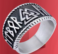 New Size 16 Viking Ring Norse Mythology Odin Symbol & Rune Design Ring Detailed Engraving